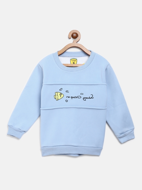 

Lil Lollipop Kids Blue Solid Sweatshirt with Printed Detail