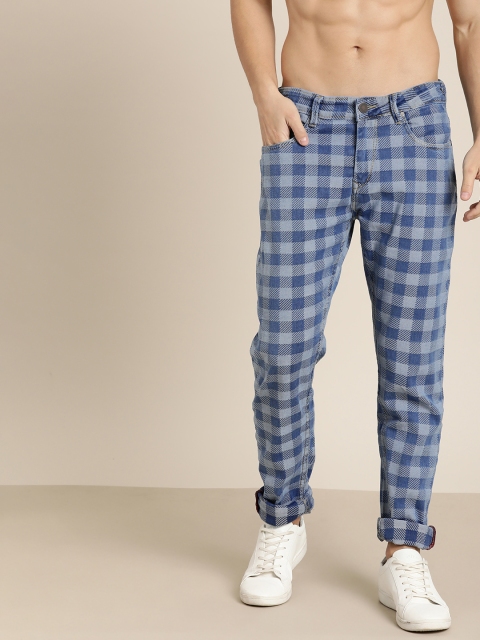 

Moda Rapido Men Blue Checked Slim Fit Mid-Rise Clean Look Stretchable Jeans