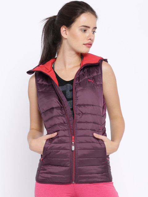 

PUMA Burgundy Active 600 Packlight Down Sleeveless Hooded Jacket