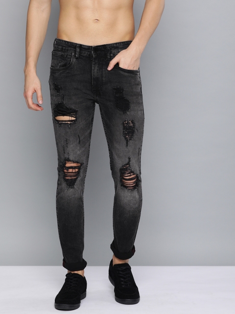 Men Black Slim Fit Mid-Rise Mildly Distressed Stretchable Jeans