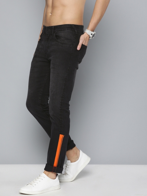 

HERE&NOW Men Black Slim Fit Mid-Rise Clean Look Stretchable Jeans