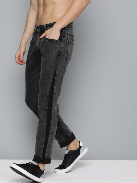 

HERE&NOW Men Black Slim Fit Mid-Rise Clean Look Stretchable Jeans