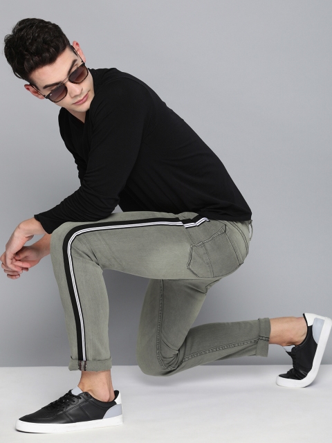 

HERE&NOW Men Olive Green Slim Fit Mid-Rise Clean Look Stretchable Jeans