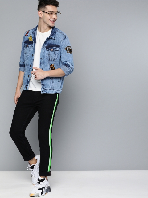 

HERE&NOW Men Black Slim Fit Mid-Rise Clean Look Stretchable Jeans