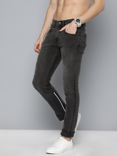 

HERE&NOW Men Black Slim Fit Mid-Rise Clean Look Stretchable Jeans