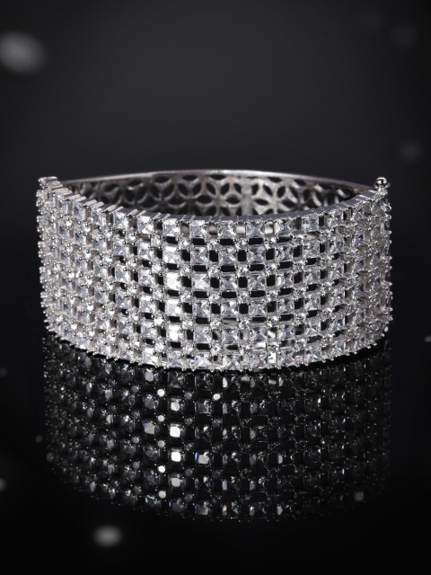 

Rubans Silver-Toned CZ Studded Bracelet