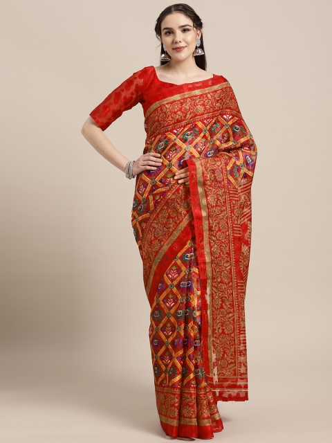 

Saree mall Red & Mustard Yellow Printed Saree