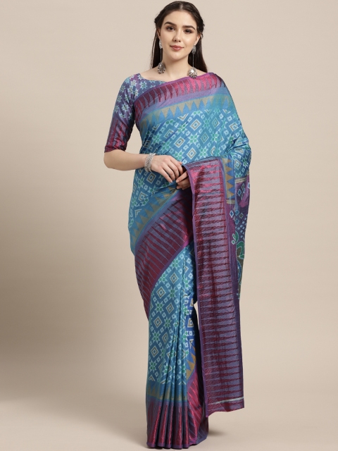 

Saree mall Blue Printed Silk Blend Saree