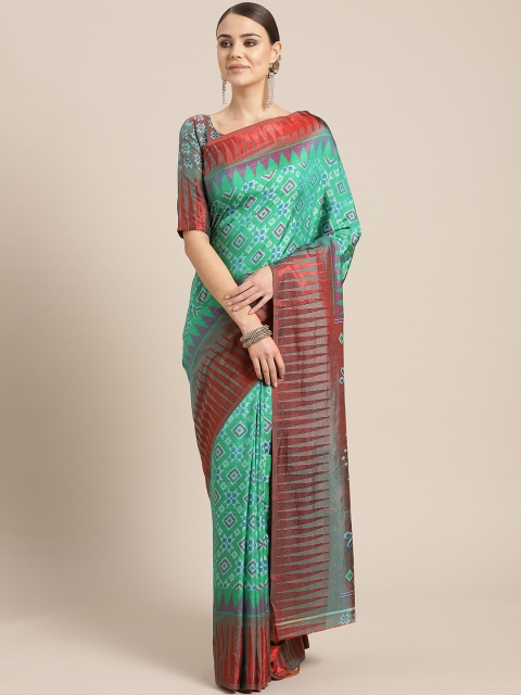 

Saree mall Green & Blue Printed Saree