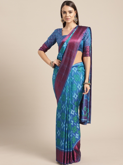 

Saree mall Blue & Green Printed Saree