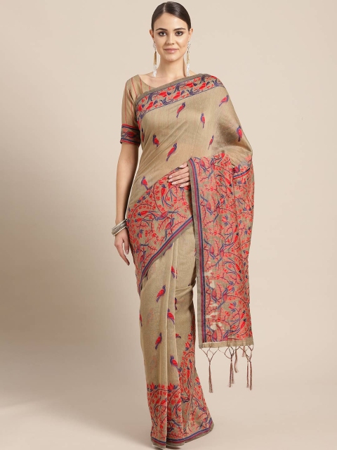 

Saree mall Beige & Red Printed Saree