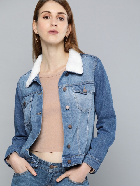 

HERE&NOW Women Blue Washed Denim Jacket