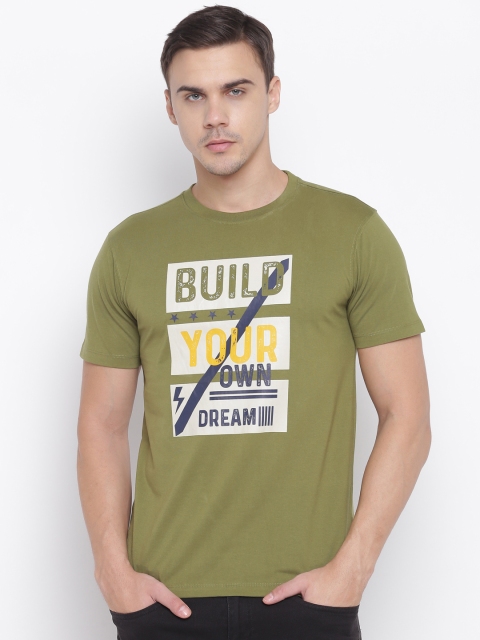 

OFF LIMITS Men Olive Green Printed Round Neck T-shirt