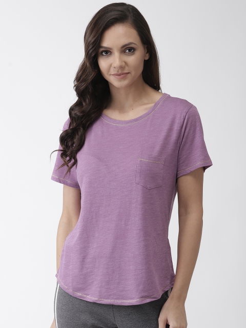 

Marks & Spencer Women Purple Solid Round Neck T-shirt