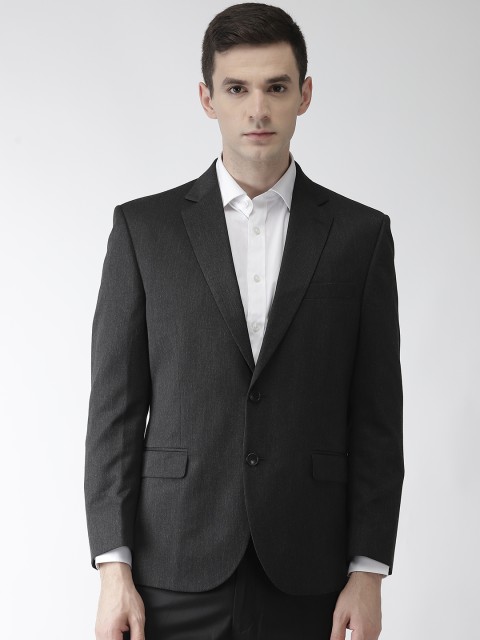 Marks & Spencer Charcoal Grey Solid Regular Fit Single Breasted Formal Blazer
