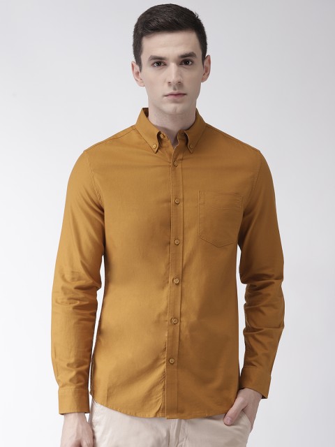 

Marks & Spencer Men Mustard Brown Regular Fit Solid Casual Shirt