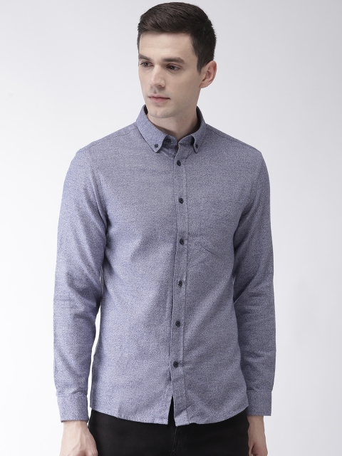 

Marks & Spencer Men Blue Knitted Regular Fit Self Design Casual Shirt