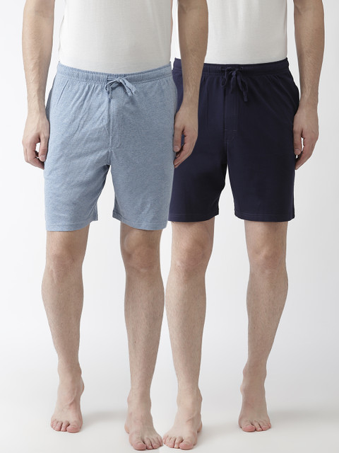 

Marks & Spencer Men Pack Of 2 Blue Solid Lounge Shorts