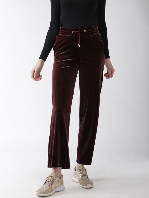 

Marks & Spencer Women Burgundy Straight Fit Solid Parallel Trousers