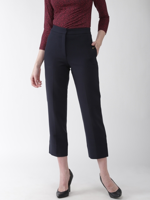 

Marks & Spencer Women Navy Blue The Evie Straight Fit Solid Cropped Formal Trousers