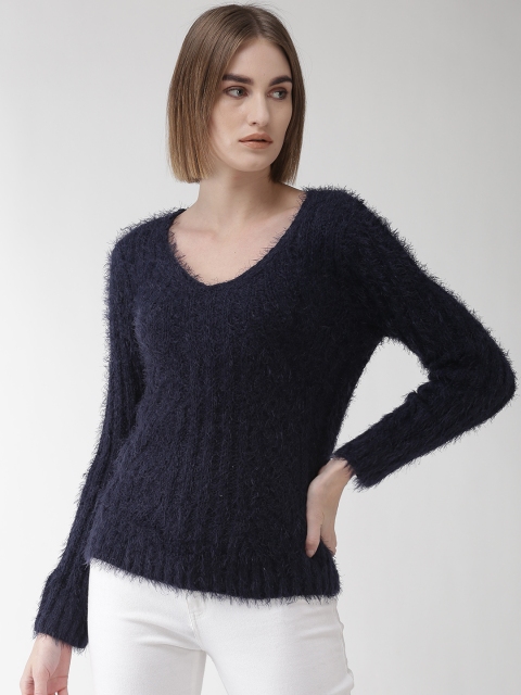 

Marks & Spencer Women Navy Blue Self-Striped Sweater