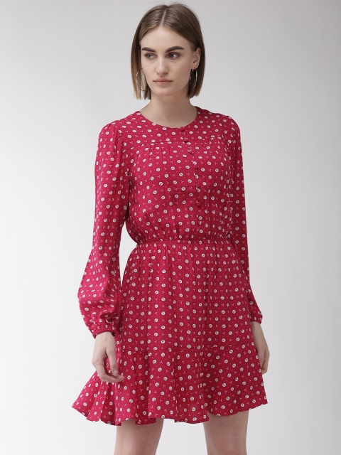 

Marks & Spencer Women Pink & White Floral Printed Fit and Flare Dress