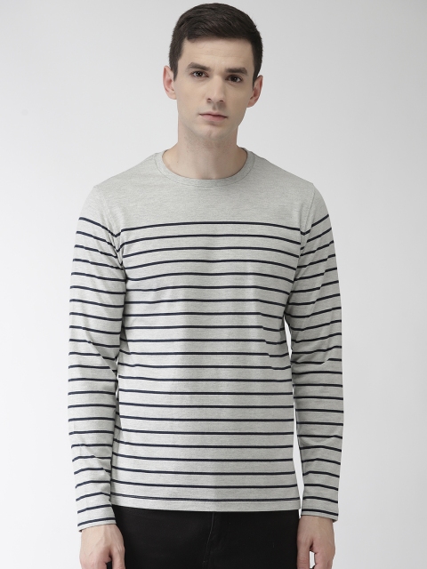 

Marks & Spencer Men Grey Melange Striped Round Neck T-shirt