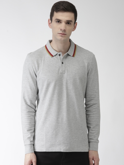 

Marks & Spencer Men Grey Melange Solid Polo Collar T-shirt