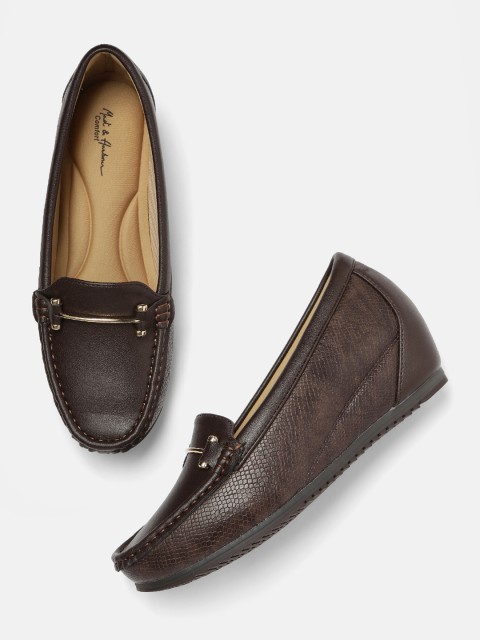 

Mast & Harbour Women Brown Textured Concealed Heeled Loafers