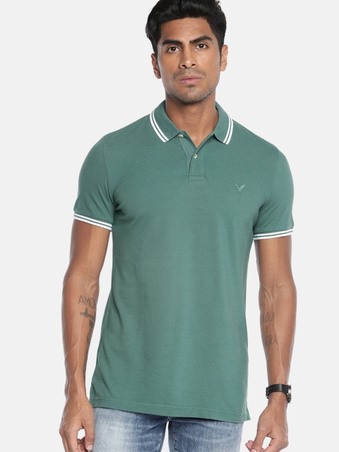 

AMERICAN EAGLE OUTFITTERS Men Green Slim Fit Solid Polo Collar T-shirt