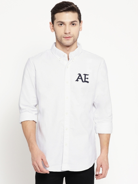 

AMERICAN EAGLE OUTFITTERS Men White Slim Fit Applique Detail Casual Shirt