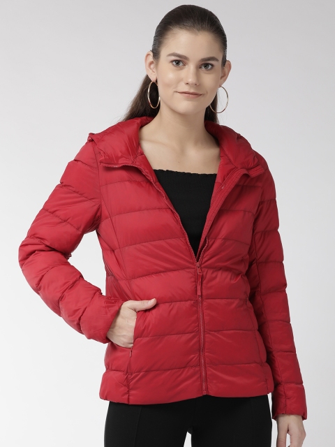 

Fort Collins Women Red Solid Water Resistance Lightweight Padded Jacket