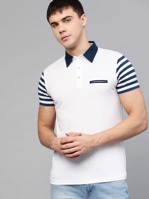 

Seven Rocks Men White Solid Polo Collar T-shirt