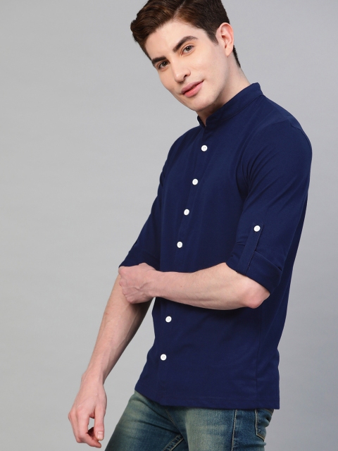 

Seven Rocks Men Navy Blue Slim Fit Solid Casual Shirt