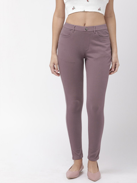 

Go Colors Women Burgandy Solid Super Stretch Jeggings, Burgundy