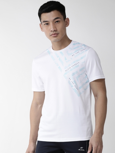 

Alcis Men White & Blue Printed Round Neck T-shirt