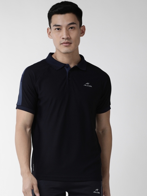 

Alcis Men Navy Blue Solid Polo Collar Outdoor T-shirt