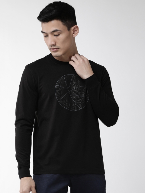 

Alcis Men Black Printed Round Neck Outdoor T-shirt