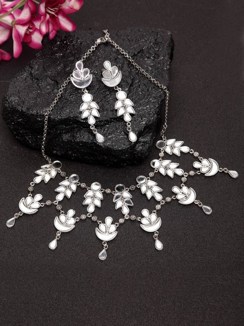 

Moedbuille Women Silver-Plated Mirror Afghan Jewellery Set