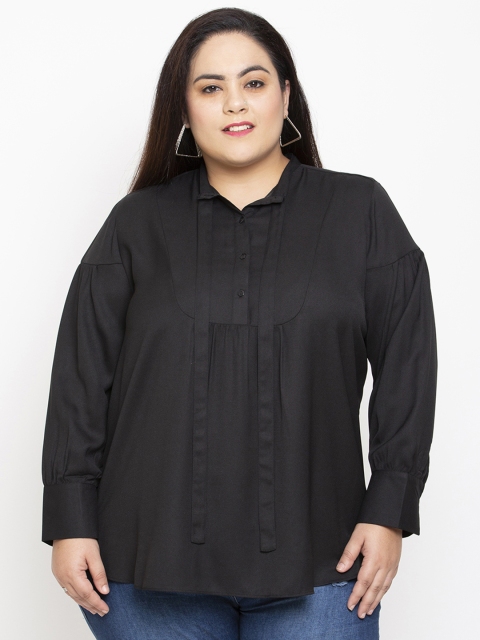 

NuBella Plus Size Women Black Solid Shirt Style Top