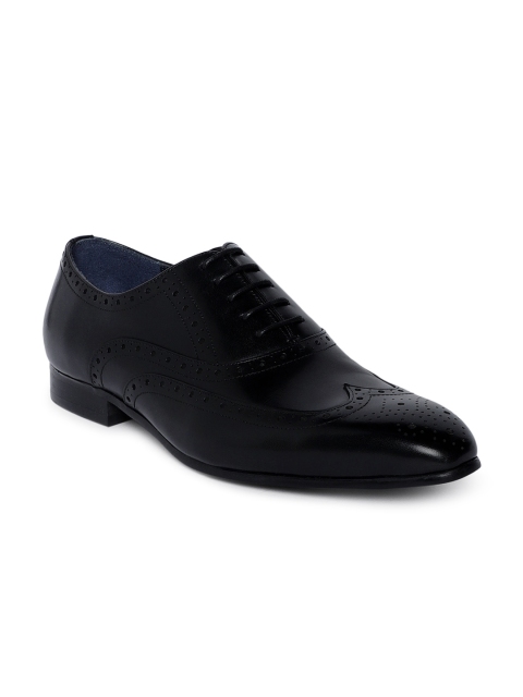 

Heel & Buckle London Men Black Textured Leather Formal Brogues