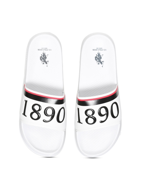 

U.S. Polo Assn. Men White & Black Printed Sliders