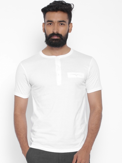 

Highlander White Henley Pure Cotton T-shirt