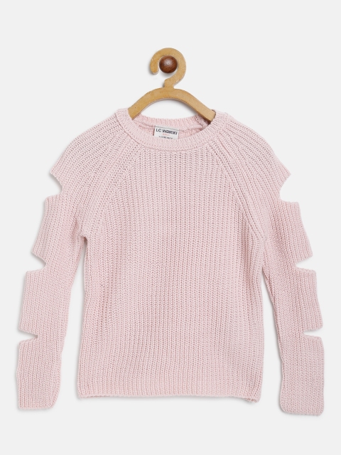 

LC Waikiki Girls Pink Solid Pullover Sweater