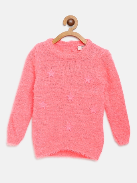 

LC Waikiki Girls Neon Pink Applique Fuzzy Pullover Sweater