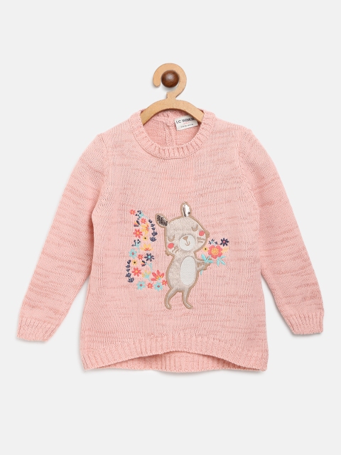

LC Waikiki Girls Peach-Coloured Applique Pullover Sweater