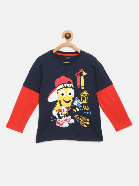 

LC Waikiki Boys Navy Blue & Red Printed Round Neck T-shirt