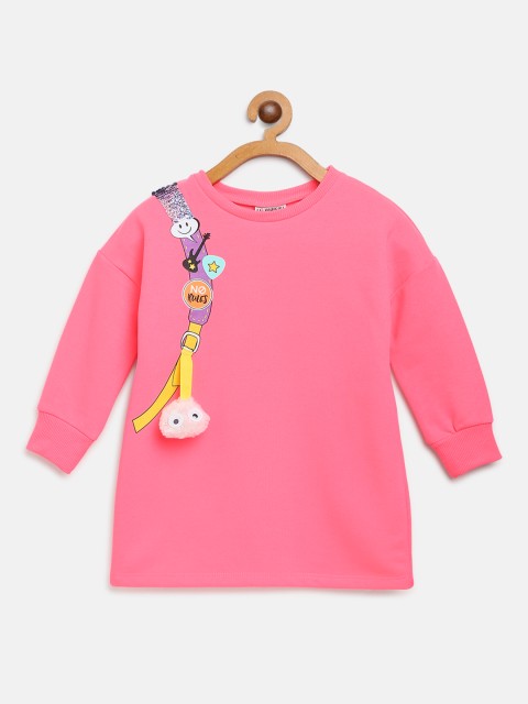 

LC Waikiki Girls Pink & Sea Green Printed Sweatshirt