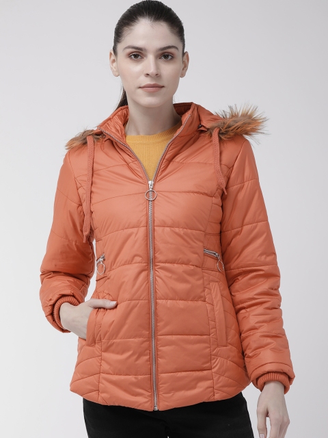 

Fort Collins Women Coral Orange Solid Parka Jacket