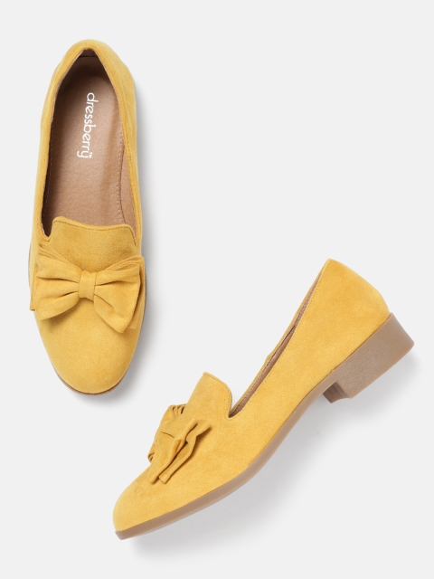 

DressBerry Women Mustard Yellow Solid Loafers